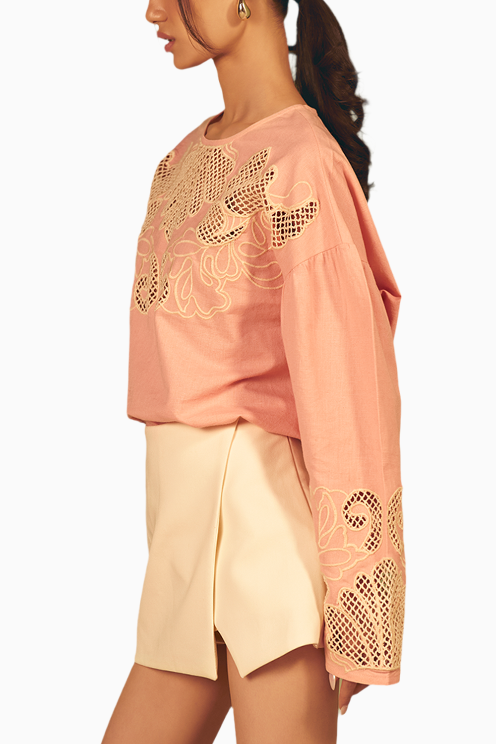 Flamingo Cutwork Embroidered Blouse