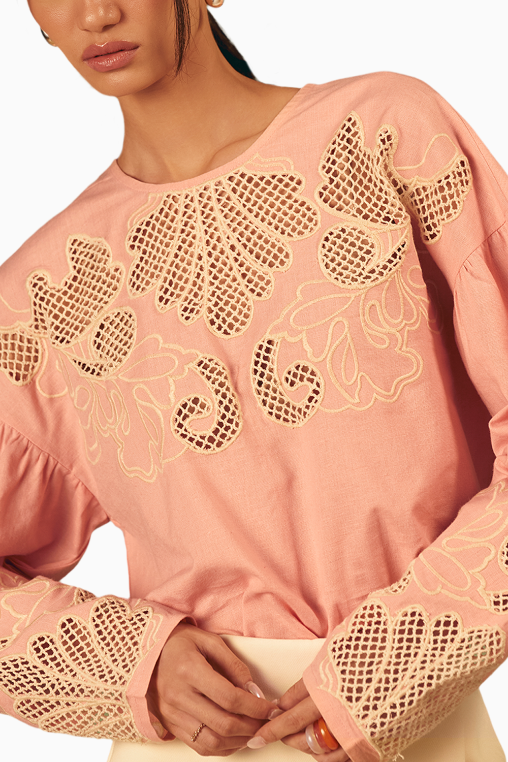 Flamingo Cutwork Embroidered Blouse