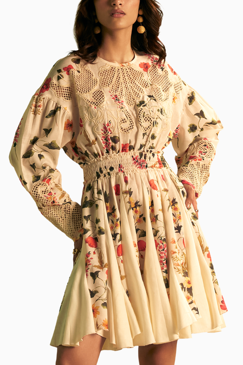Tangerine Cutwork Embroidered Dress