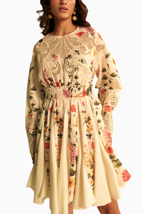 Tangerine Cutwork Embroidered Dress
