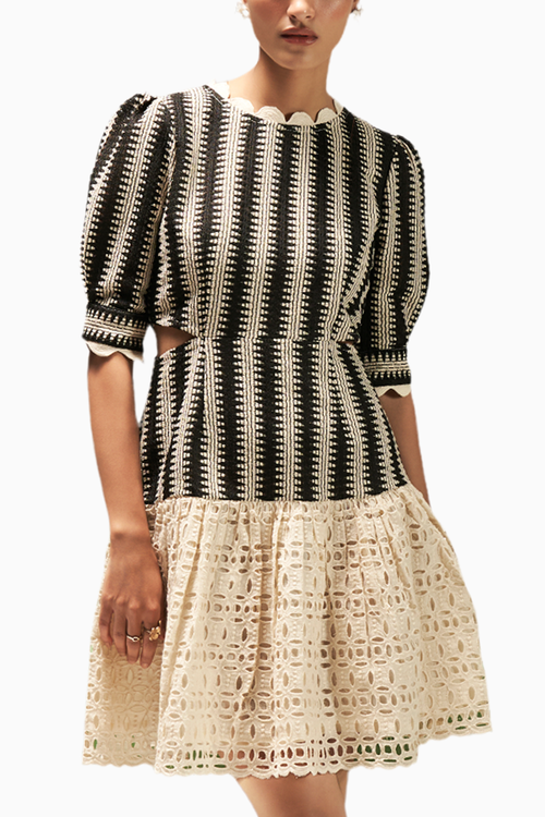 Monochrome Crochet Lace Dress