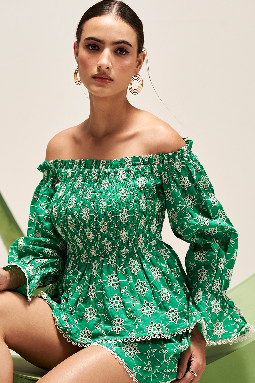 Emerald Off -Shoulder Co-ord Set