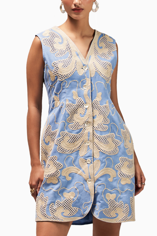 Pastel Blue Waistcoat Dress