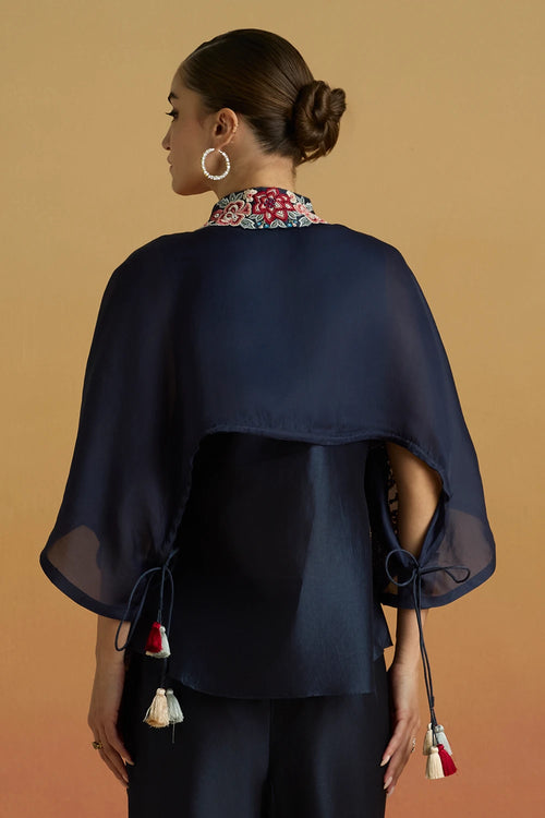 Indigo Paisley Layered Amaryllis Shirt