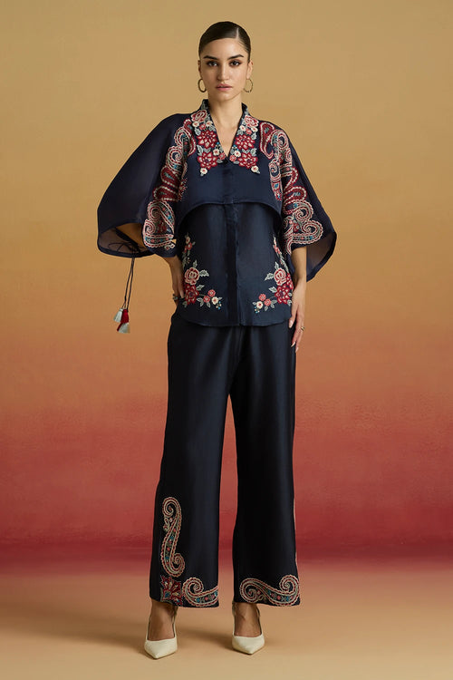 Indigo Paisley Layered Shirt with Amaryllis Pants