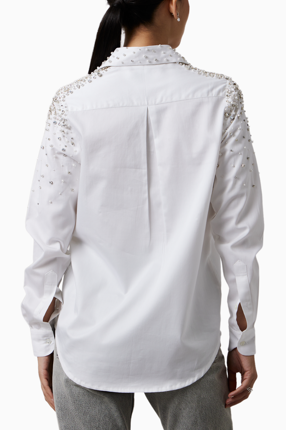 White Encrusted Pearl Swarovski Shirt