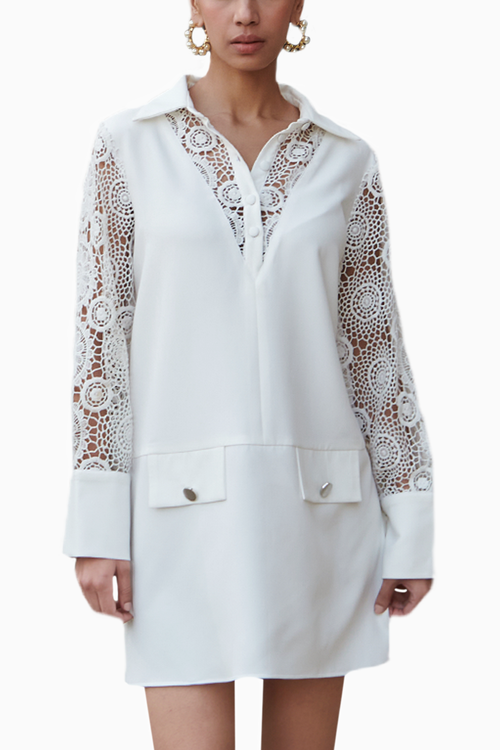 Mini Shirt Dress With Lace Details