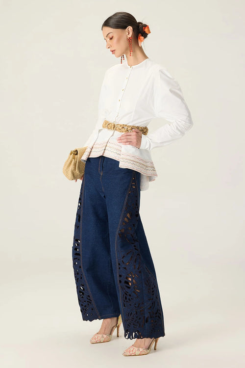 White Logan Blouse With Bex Jeans