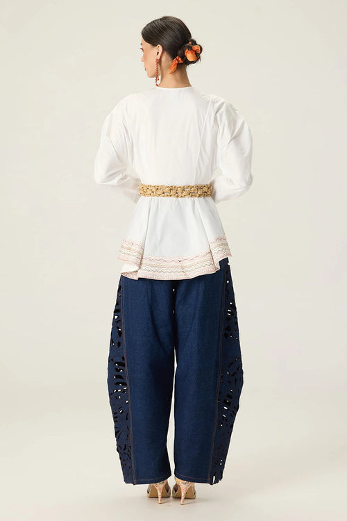 White Logan Blouse With Bex Jeans