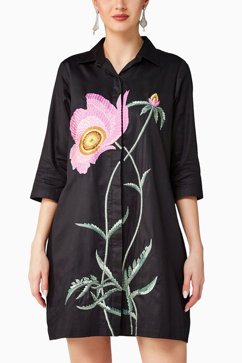 Pink Poppy Shirt Dress