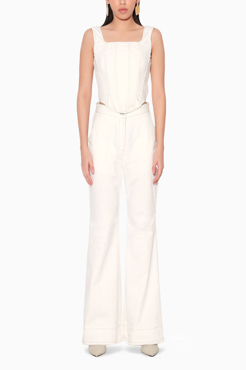 White Nylah Denim Corset with Flared Pants