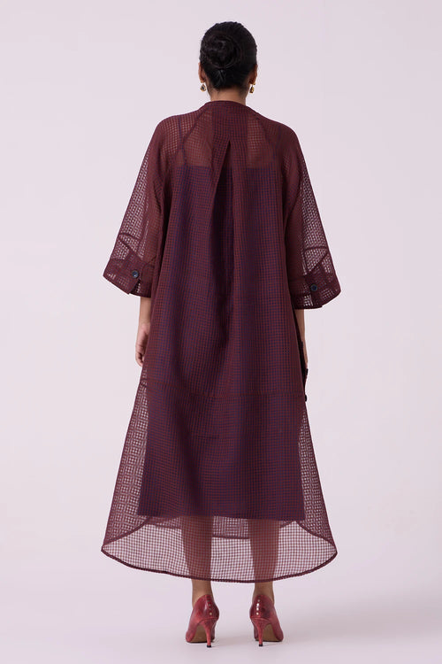 Fosco Blue Checkered Handwoven Tunic