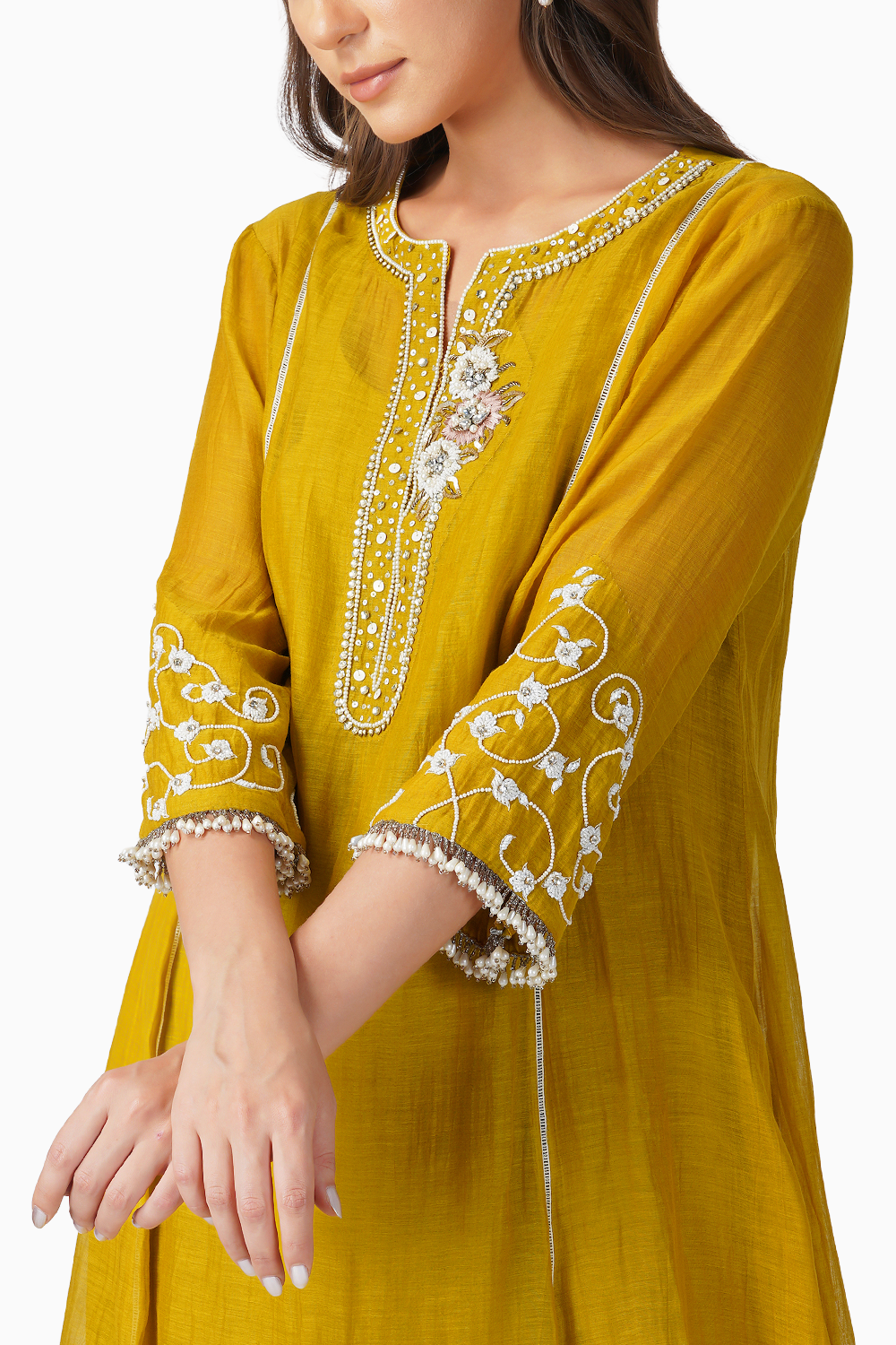 Baroque Flower Mustard Kurta Set