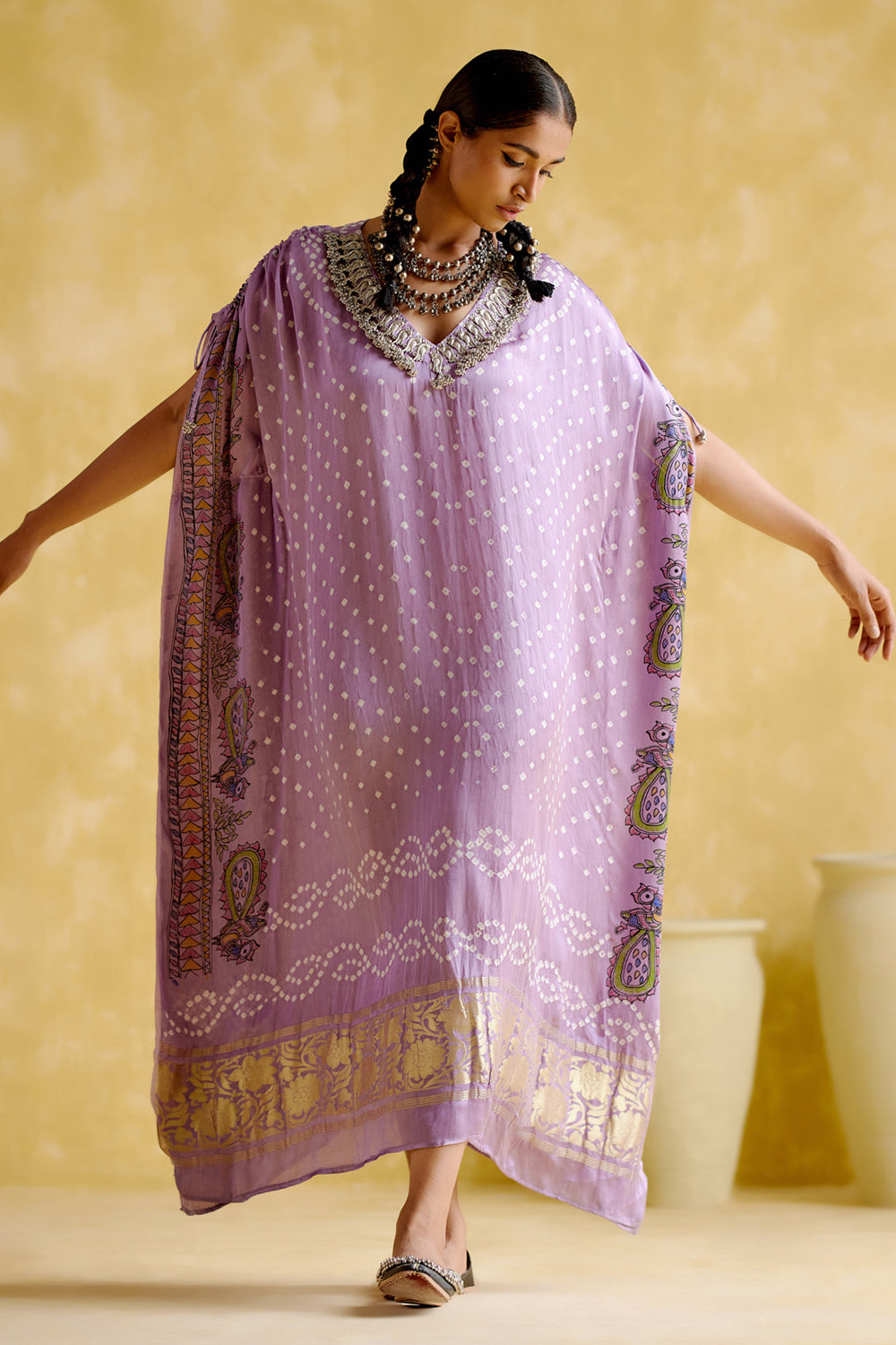 Anuradha Kalamkari Purple Kaftan