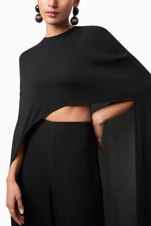 Black Alaia Asymmetrical Overlay Top With Alaia Tailored Trousers