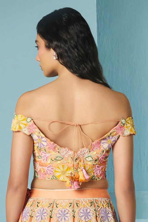 Orange Contrast Cordwork Bustier