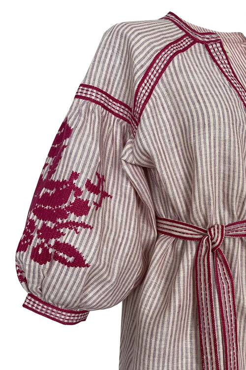 Pink Stripe Linen Set