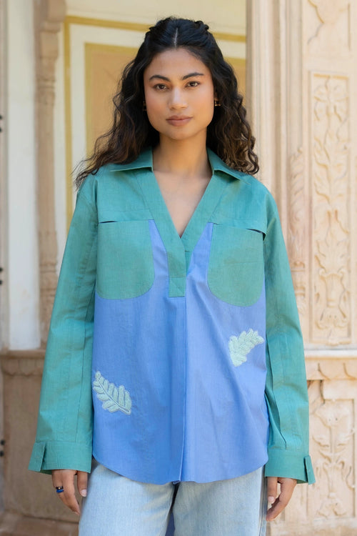Aqua Blue Veinna Shirt
