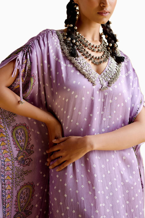 Anuradha Kalamkari Purple Kaftan