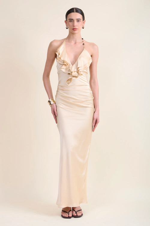 Sabrina Ruffled Backless Dress
