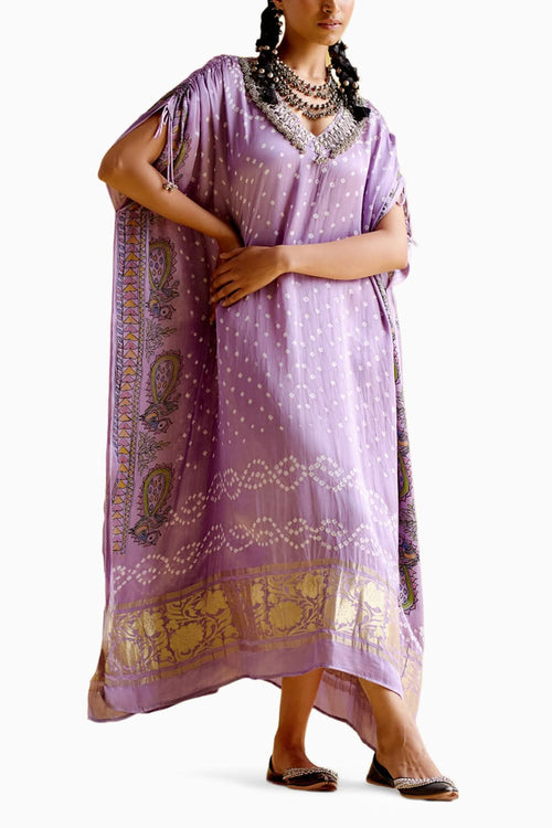 Anuradha Kalamkari Purple Kaftan