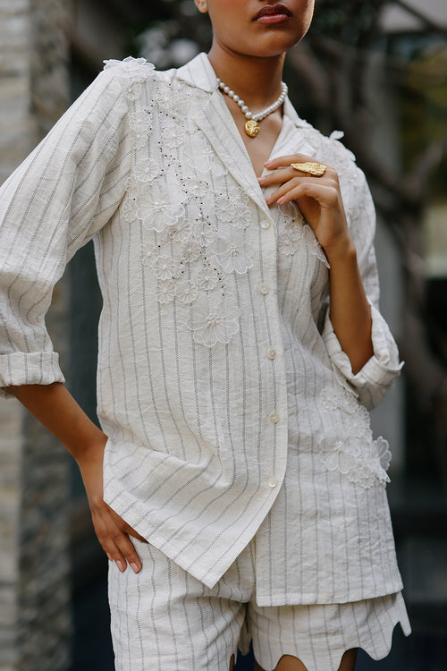 Celeste Cotton Linen Beadwork Co-ord Set