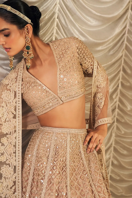 Sukhan Champagne Lehenga Set