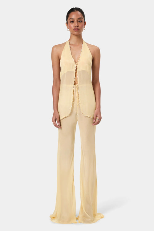 Butter Shell Trim Flared Trousers