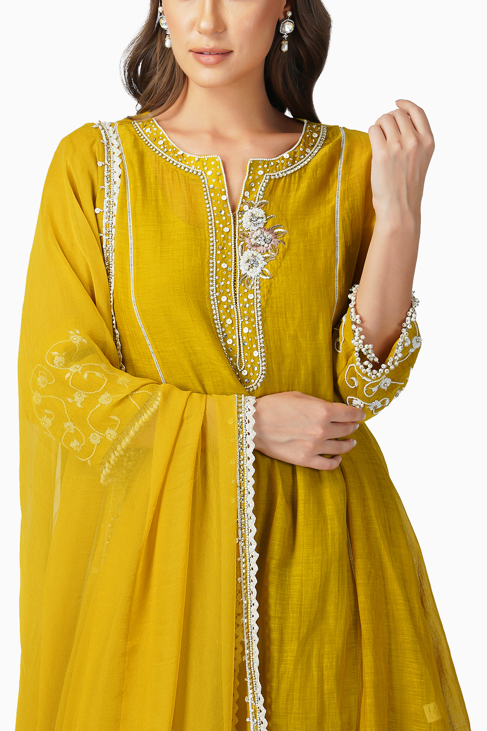 Baroque Flower Mustard Kurta Set