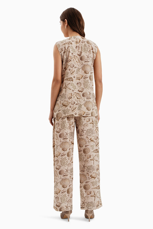 Cotton Earthy Brown Print Jacket and Pants Set