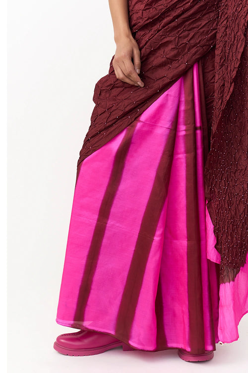 Binduna Burgundy Rani Saree