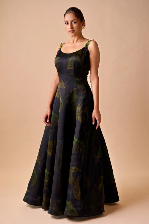 Dark Hue Panel Organza Midi
