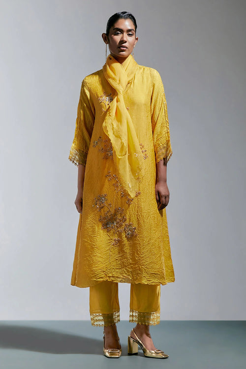 Amber Floral Lace Organza Dupatta