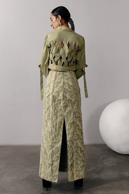 Screen Printed Panelled Skirt