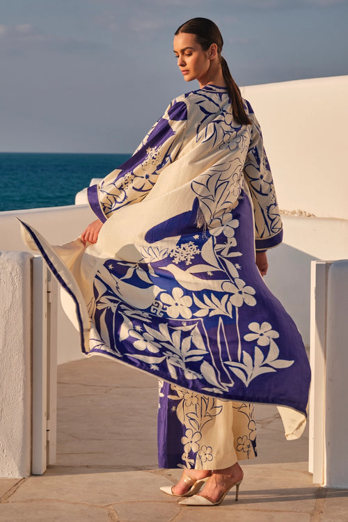 Ivory Blue Horses Printed Co-ord Set