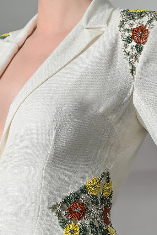 Ivory Dress Crafted With Delicate Embroidered Accents