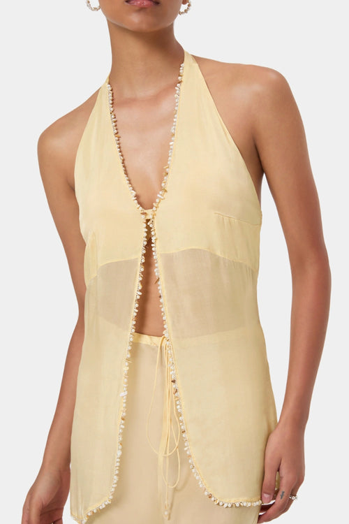 Butter Shell Trim Halter Top