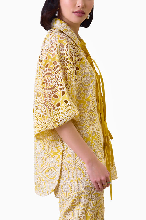 Sunshine Lace Elegance Shirt With Shorts