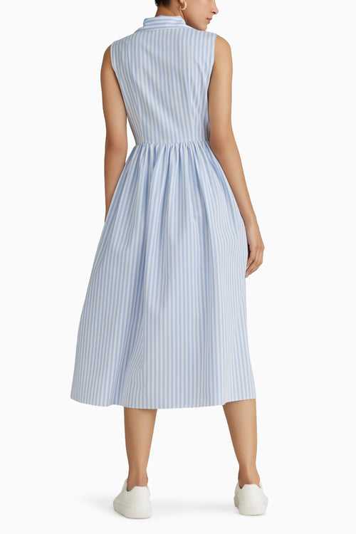 Blue Striped Long Tennis Dress
