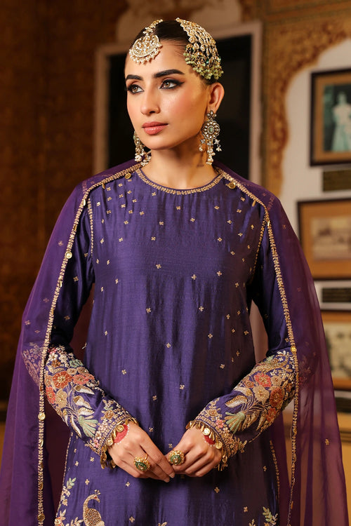 Ahista Purple Mayur Applique Short Kurta Set
