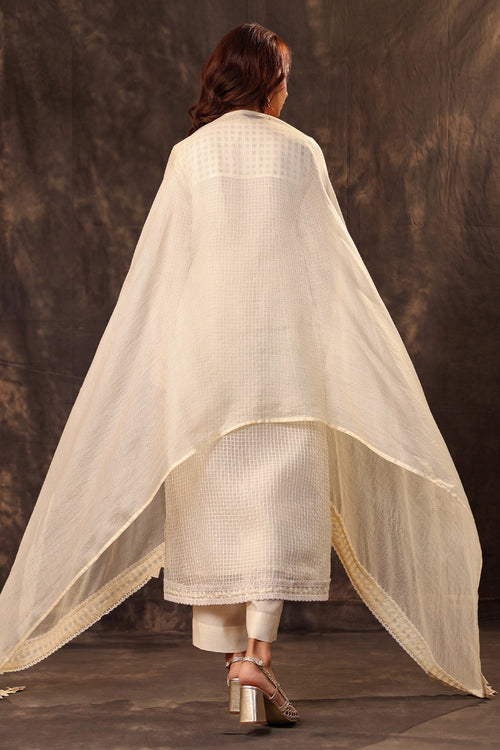 Vaayu Ivory Straight Long Kurta Set