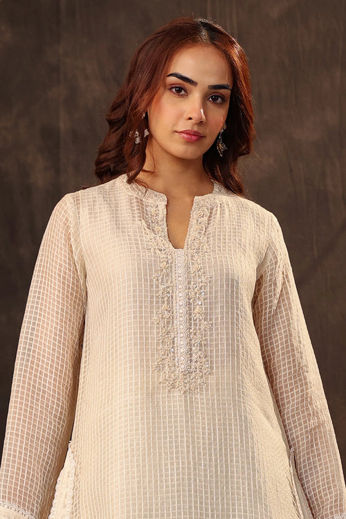 Vaayu Ivory Straight Long Kurta Set