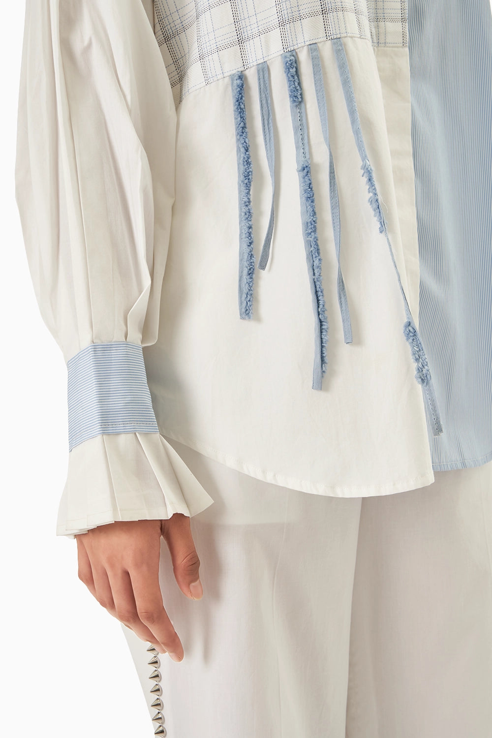 Blue and White Cotton 2 Panel Shirt