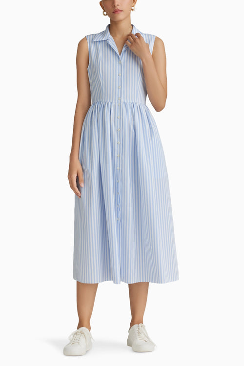 Blue Striped Long Tennis Dress