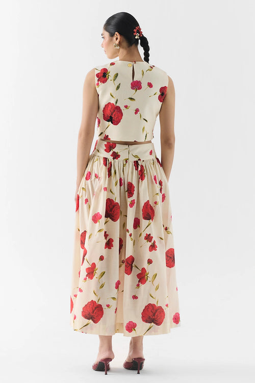 Sisley Rose Crop Top And Skirt Set
