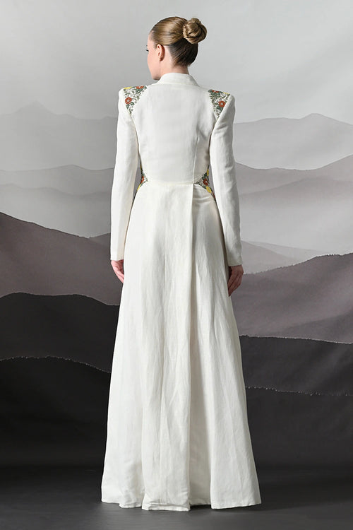 Ivory Dress Crafted With Delicate Embroidered Accents