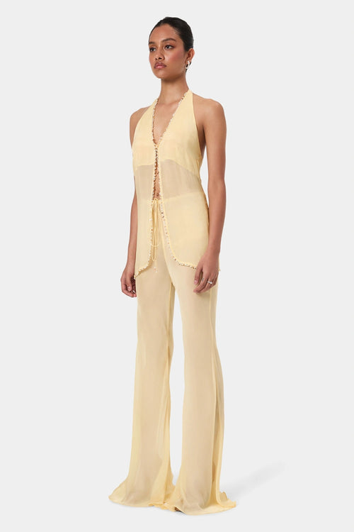 Butter Shell Trim Flared Trousers