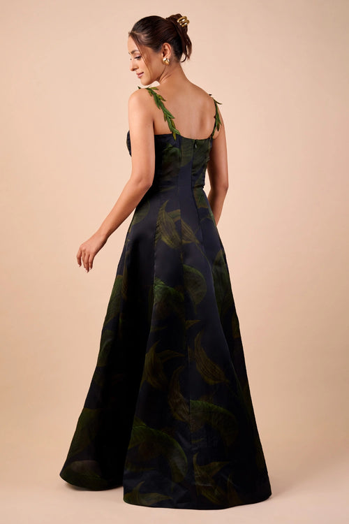 Dark Hue Panel Organza Midi