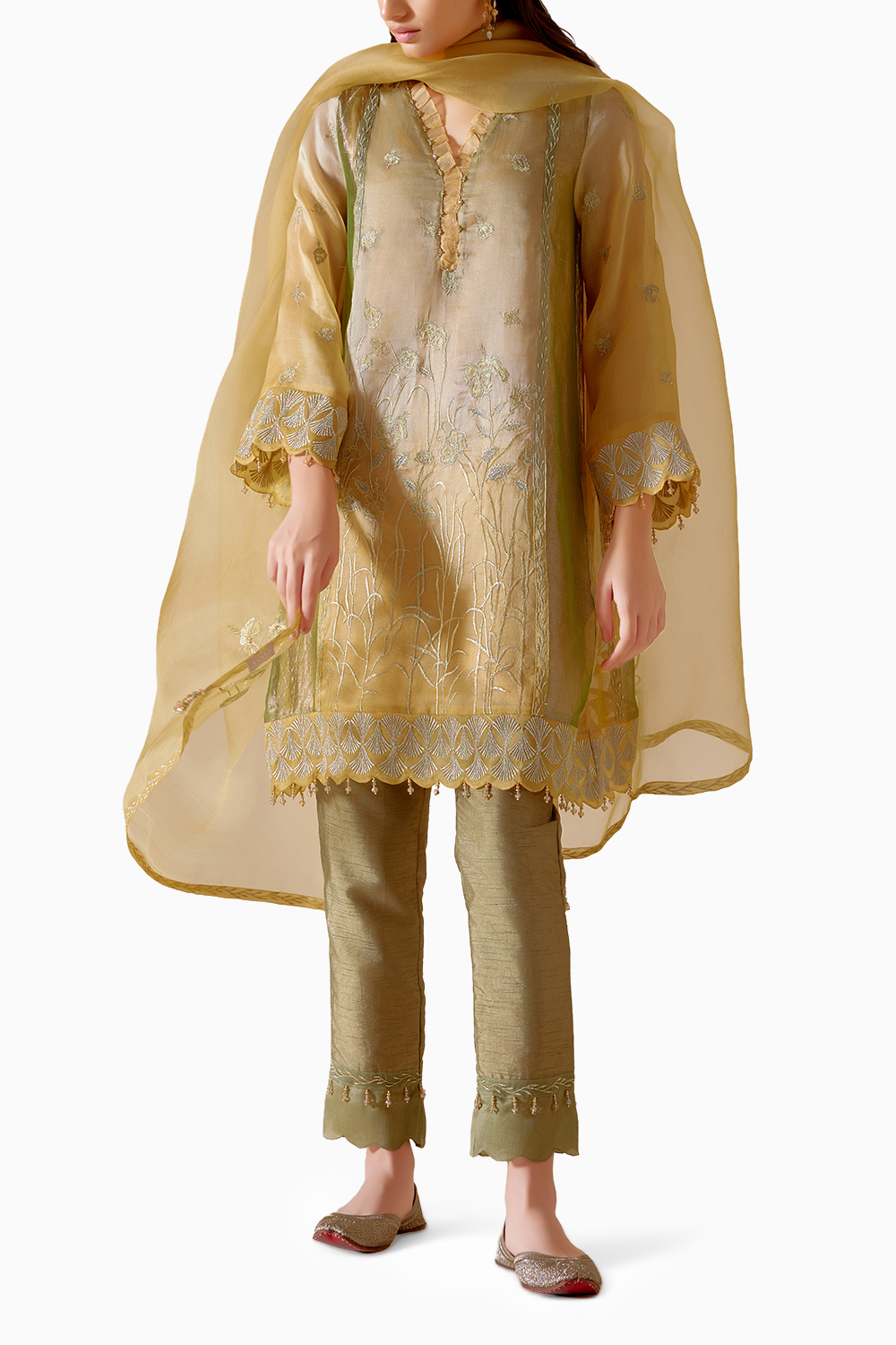 Farida Mustard Kurta Set