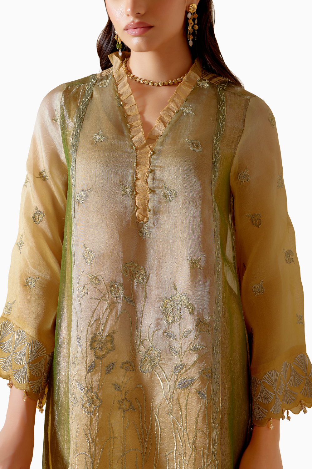 Farida Mustard Kurta Set